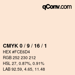 Color code: CMYK 0 / 9 / 16 / 1 | qconv.com