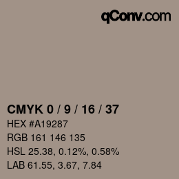 カラーコード: CMYK 0 / 9 / 16 / 37 | qconv.com