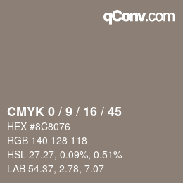 Código de color: CMYK 0 / 9 / 16 / 45 | qconv.com
