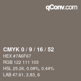 Color code: CMYK 0 / 9 / 16 / 52 | qconv.com