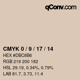 カラーコード: CMYK 0 / 9 / 17 / 14 | qconv.com