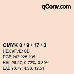 Color code: CMYK 0 / 9 / 17 / 3 | qconv.com