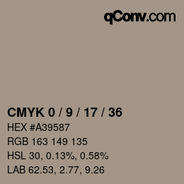 カラーコード: CMYK 0 / 9 / 17 / 36 | qconv.com