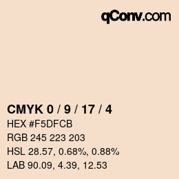 Color code: CMYK 0 / 9 / 17 / 4 | qconv.com