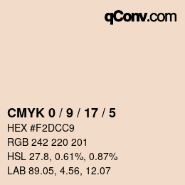 Color code: CMYK 0 / 9 / 17 / 5 | qconv.com