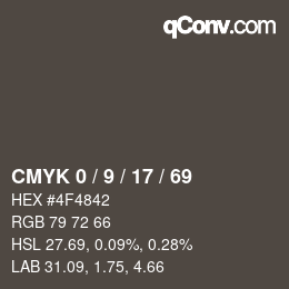 颜色代码: CMYK 0 / 9 / 17 / 69 | qconv.com