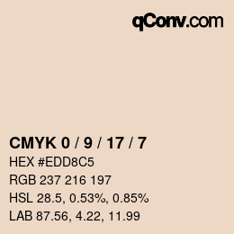 Color code: CMYK 0 / 9 / 17 / 7 | qconv.com