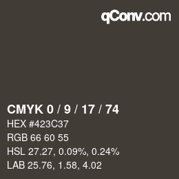 Color code: CMYK 0 / 9 / 17 / 74 | qconv.com