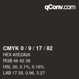 Color code: CMYK 0 / 9 / 17 / 82 | qconv.com