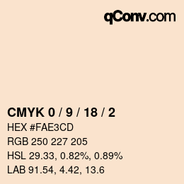 Color code: CMYK 0 / 9 / 18 / 2 | qconv.com