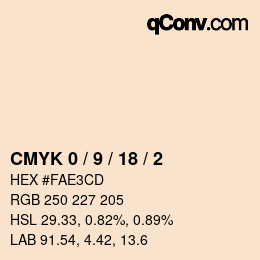 カラーコード: CMYK 0 / 9 / 18 / 2 | qconv.com