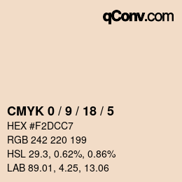 カラーコード: CMYK 0 / 9 / 18 / 5 | qconv.com