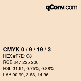 Color code: CMYK 0 / 9 / 19 / 3 | qconv.com