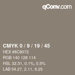 Color code: CMYK 0 / 9 / 19 / 45 | qconv.com