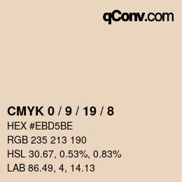 Code couleur: CMYK 0 / 9 / 19 / 8 | qconv.com