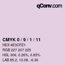 カラーコード: CMYK 0 / 9 / 1 / 11 | qconv.com
