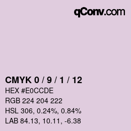 カラーコード: CMYK 0 / 9 / 1 / 12 | qconv.com