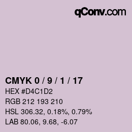 Farbcode: CMYK 0 / 9 / 1 / 17 | qconv.com