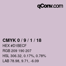 カラーコード: CMYK 0 / 9 / 1 / 18 | qconv.com