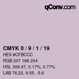 カラーコード: CMYK 0 / 9 / 1 / 19 | qconv.com