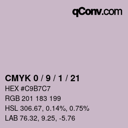 カラーコード: CMYK 0 / 9 / 1 / 21 | qconv.com