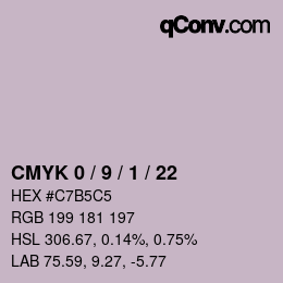 カラーコード: CMYK 0 / 9 / 1 / 22 | qconv.com