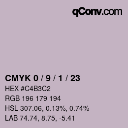 カラーコード: CMYK 0 / 9 / 1 / 23 | qconv.com