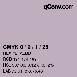 カラーコード: CMYK 0 / 9 / 1 / 25 | qconv.com