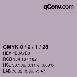 カラーコード: CMYK 0 / 9 / 1 / 28 | qconv.com