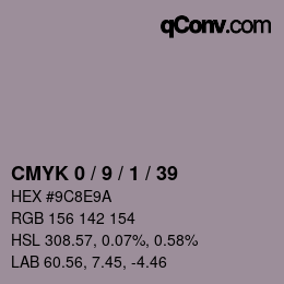 Color code: CMYK 0 / 9 / 1 / 39 | qconv.com