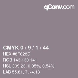 颜色代码: CMYK 0 / 9 / 1 / 44 | qconv.com