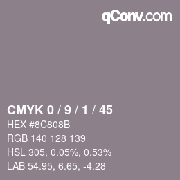 Color code: CMYK 0 / 9 / 1 / 45 | qconv.com