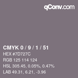 颜色代码: CMYK 0 / 9 / 1 / 51 | qconv.com
