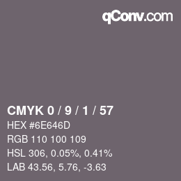 颜色代码: CMYK 0 / 9 / 1 / 57 | qconv.com
