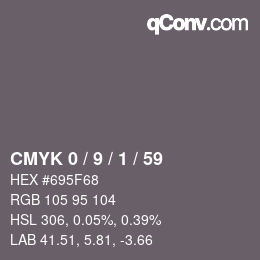 カラーコード: CMYK 0 / 9 / 1 / 59 | qconv.com