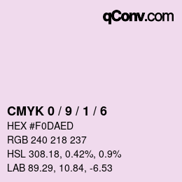 Farbcode: CMYK 0 / 9 / 1 / 6 | qconv.com