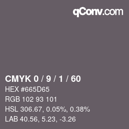 Farbcode: CMYK 0 / 9 / 1 / 60 | qconv.com