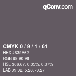 Farbcode: CMYK 0 / 9 / 1 / 61 | qconv.com