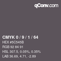 Color code: CMYK 0 / 9 / 1 / 64 | qconv.com