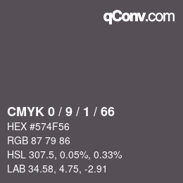 カラーコード: CMYK 0 / 9 / 1 / 66 | qconv.com