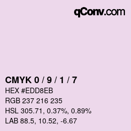 カラーコード: CMYK 0 / 9 / 1 / 7 | qconv.com