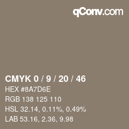 Color code: CMYK 0 / 9 / 20 / 46 | qconv.com