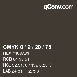 Color code: CMYK 0 / 9 / 20 / 75 | qconv.com