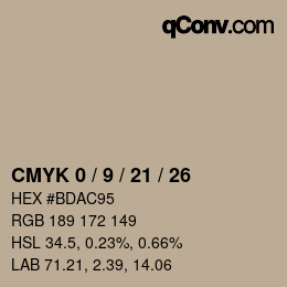 カラーコード: CMYK 0 / 9 / 21 / 26 | qconv.com