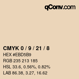 カラーコード: CMYK 0 / 9 / 21 / 8 | qconv.com