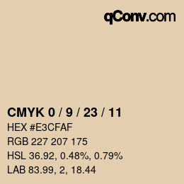 カラーコード: CMYK 0 / 9 / 23 / 11 | qconv.com