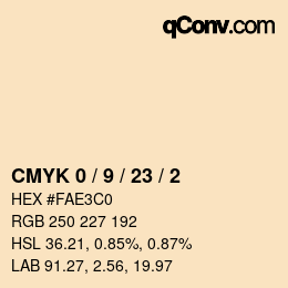 カラーコード: CMYK 0 / 9 / 23 / 2 | qconv.com