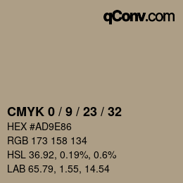 カラーコード: CMYK 0 / 9 / 23 / 32 | qconv.com