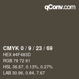 Color code: CMYK 0 / 9 / 23 / 69 | qconv.com