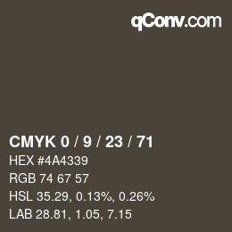 Farbcode: CMYK 0 / 9 / 23 / 71 | qconv.com